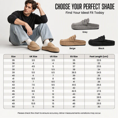 Men's Faux Suede Platform Slip-On Half Slippers🥠𝙁𝙧𝙚𝙚 𝙎𝙝𝙞𝙥𝙥𝙞𝙣𝙜