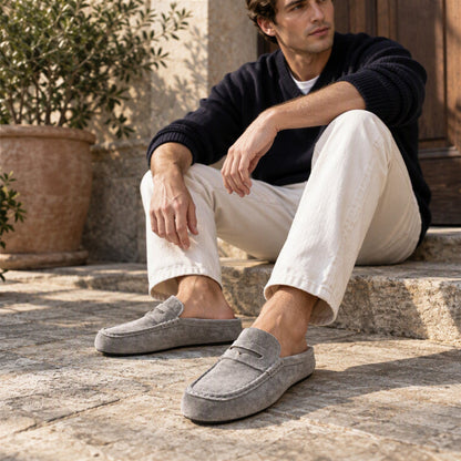 Men's Faux Suede Platform Slip-On Half Slippers🥠𝙁𝙧𝙚𝙚 𝙎𝙝𝙞𝙥𝙥𝙞𝙣𝙜