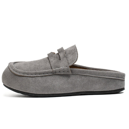 Men's Faux Suede Platform Slip-On Half Slippers🥠𝙁𝙧𝙚𝙚 𝙎𝙝𝙞𝙥𝙥𝙞𝙣𝙜