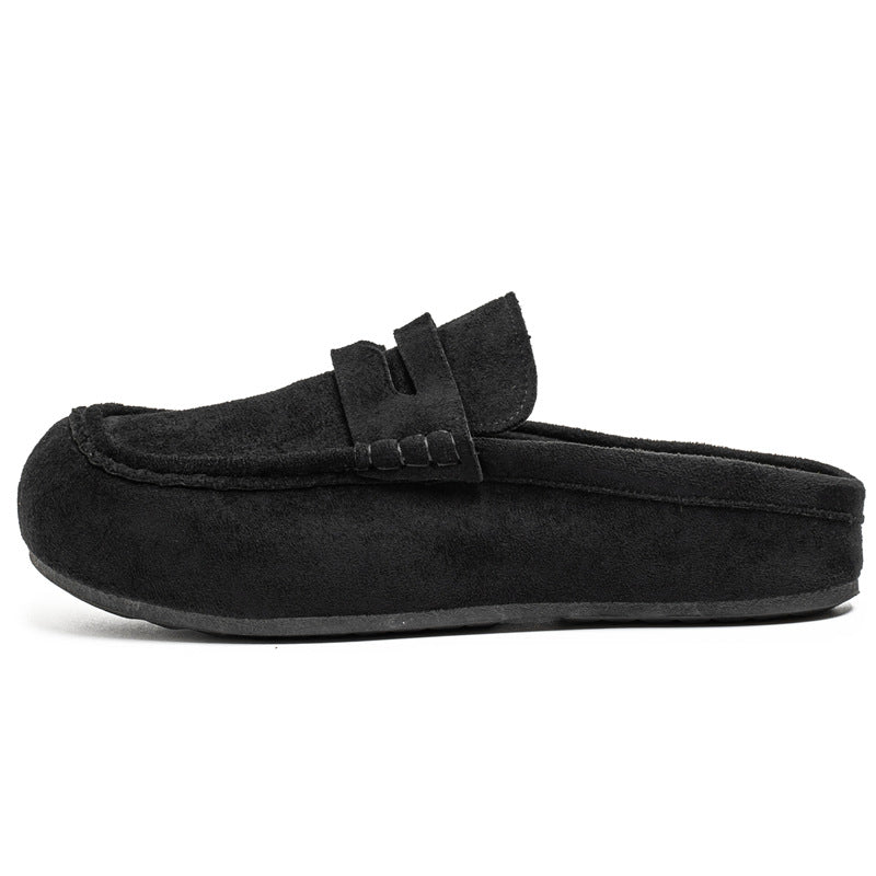 Men's Faux Suede Platform Slip-On Half Slippers🥠𝙁𝙧𝙚𝙚 𝙎𝙝𝙞𝙥𝙥𝙞𝙣𝙜