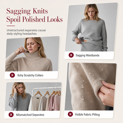 💗 Women's Solid Color Turtleneck Knit Pullover Sweater and Skirt Set