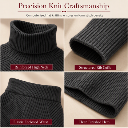 💗 Women's Solid Color Turtleneck Knit Pullover Sweater and Skirt Set