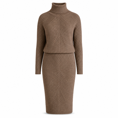 💗 Women's Solid Color Turtleneck Knit Pullover Sweater and Skirt Set