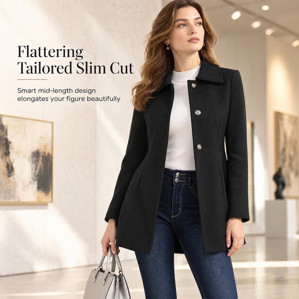 Women Elegant Mid-Length Plaid Trench Coat Versatile Autumn Winter