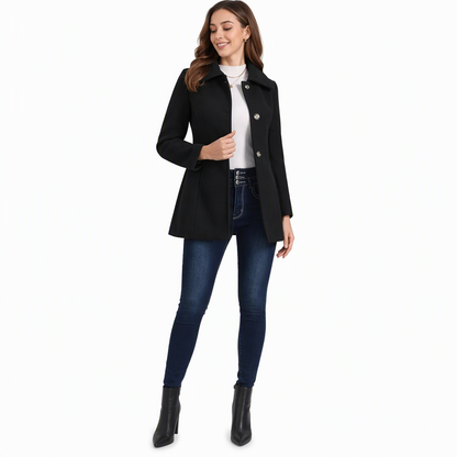 Women Elegant Mid-Length Plaid Trench Coat Versatile Autumn Winter