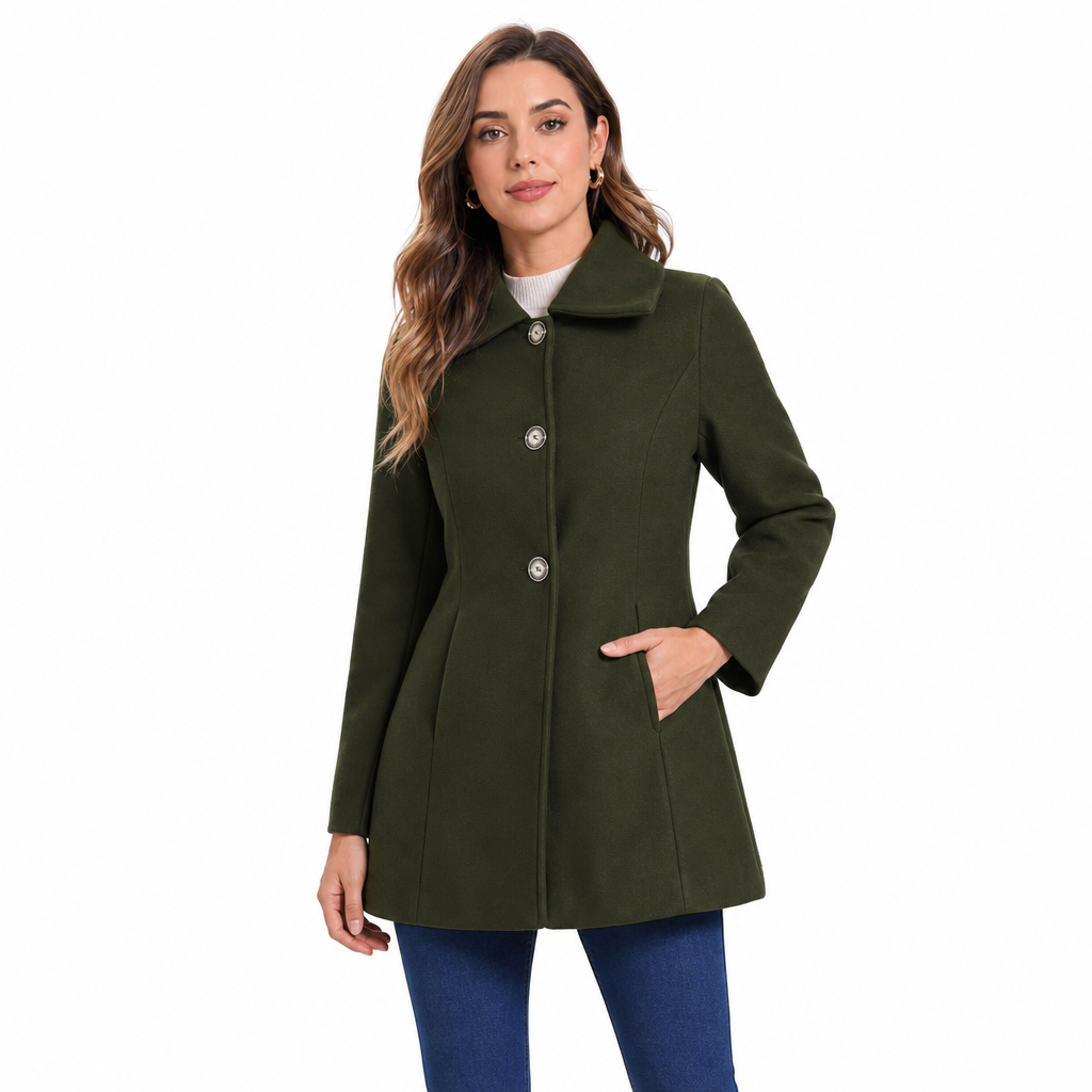 Women Elegant Mid-Length Plaid Trench Coat Versatile Autumn Winter