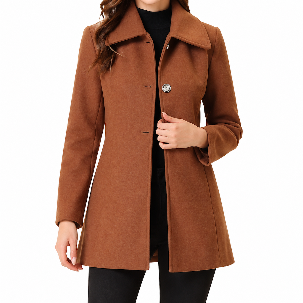 Women Elegant Mid-Length Plaid Trench Coat Versatile Autumn Winter