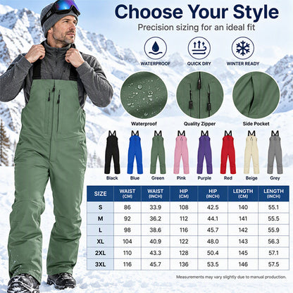 Unisex Waterproof Ski Bib Pants
