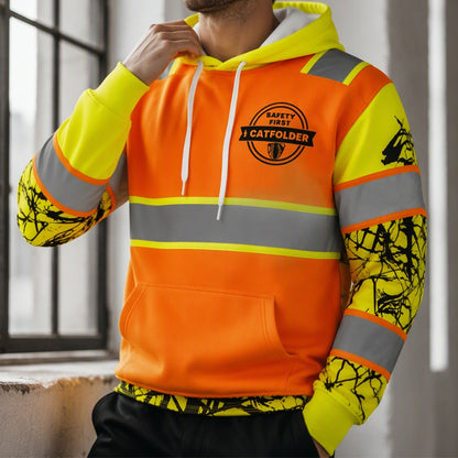 Men's High Visibility Reflective Hooded Sweatshirt