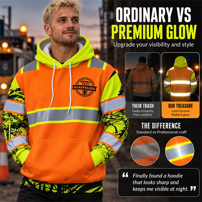Men's High Visibility Reflective Hooded Sweatshirt