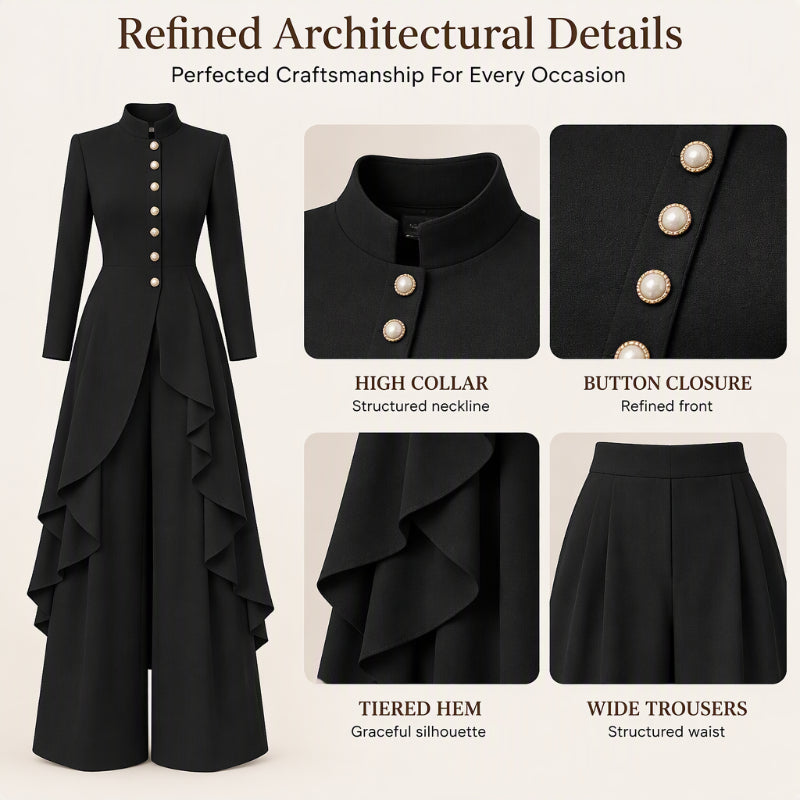 ✨ Polished Look, Flowing Silhouette | Women's Elegant Longline Coat & Wide-Leg Pants Set