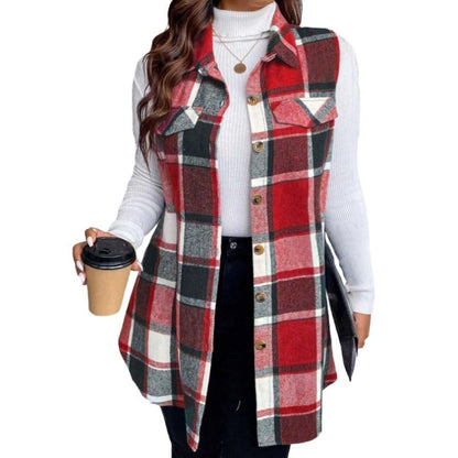 ✨Women's Plaid Button Down Vest Shirt with Pockets