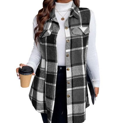 ✨Women's Plaid Button Down Vest Shirt with Pockets
