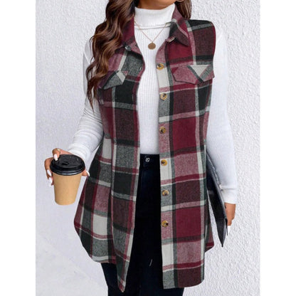 ✨Women's Plaid Button Down Vest Shirt with Pockets
