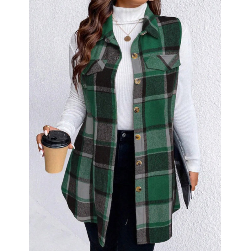 ✨Women's Plaid Button Down Vest Shirt with Pockets