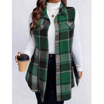 ✨Women's Plaid Button Down Vest Shirt with Pockets