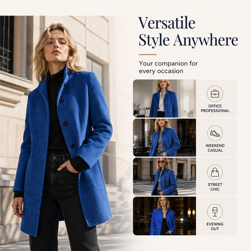 🧥 Timeless Charm, Warm Structured Elegance | Women's Vintage Stand Collar Woolen Coat