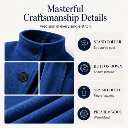 🧥 Timeless Charm, Warm Structured Elegance | Women's Vintage Stand Collar Woolen Coat
