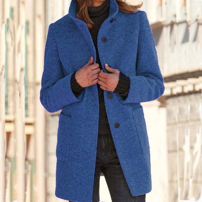 🧥 Timeless Charm, Warm Structured Elegance | Women's Vintage Stand Collar Woolen Coat