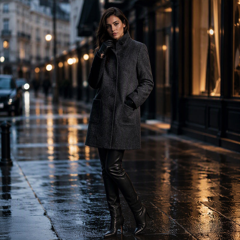 🧥 Timeless Charm, Warm Structured Elegance | Women's Vintage Stand Collar Woolen Coat