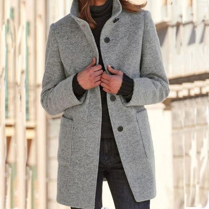 🧥 Timeless Charm, Warm Structured Elegance | Women's Vintage Stand Collar Woolen Coat