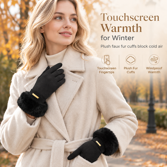 Women's Winter Thermal Touchscreen Gloves Windproof Warm Gloves for Outdoor Cycling and Driving