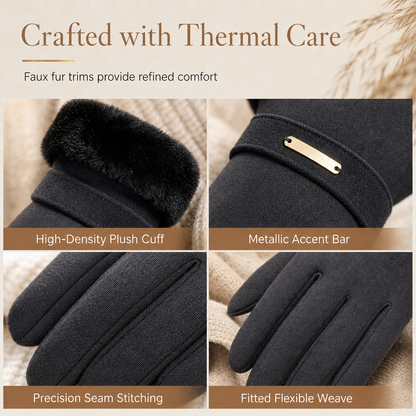 Women's Winter Thermal Touchscreen Gloves Windproof Warm Gloves for Outdoor Cycling and Driving