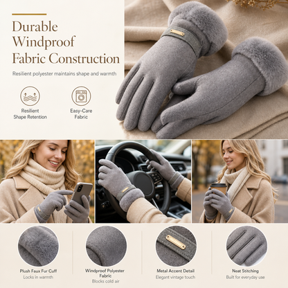 Women's Winter Thermal Touchscreen Gloves Windproof Warm Gloves for Outdoor Cycling and Driving