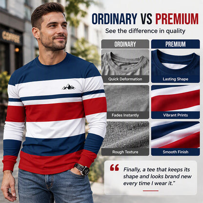 Men's Striped Crewneck Long Sleeve Top