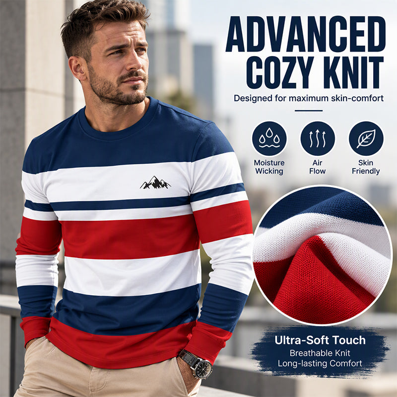 Men's Striped Crewneck Long Sleeve Top