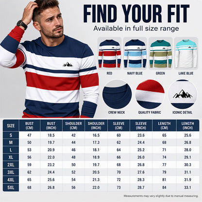 Men's Striped Crewneck Long Sleeve Top