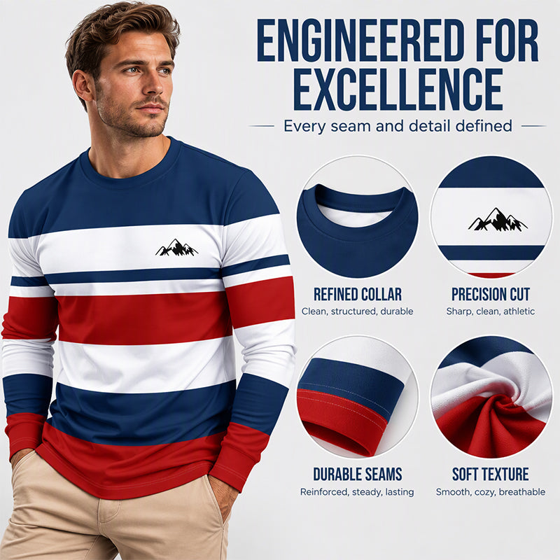 Men's Striped Crewneck Long Sleeve Top