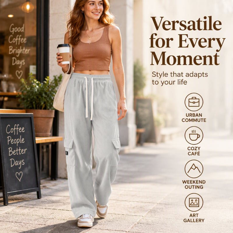Women's Casual Retro Corduroy Cargo Pants