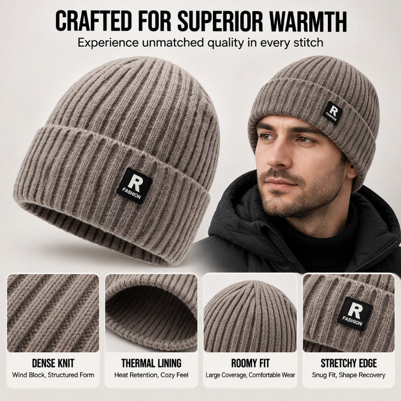 🧢 Easy Streetwear Style, Cozy Head Warmth | Men's Slouchy Knit Warm Skull Cap