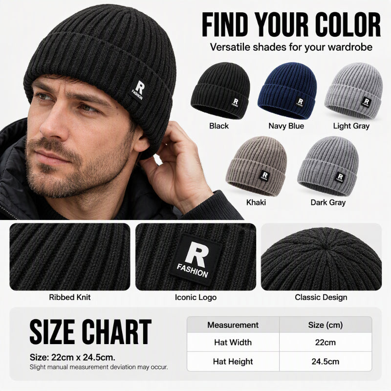 🧢 Easy Streetwear Style, Cozy Head Warmth | Men's Slouchy Knit Warm Skull Cap