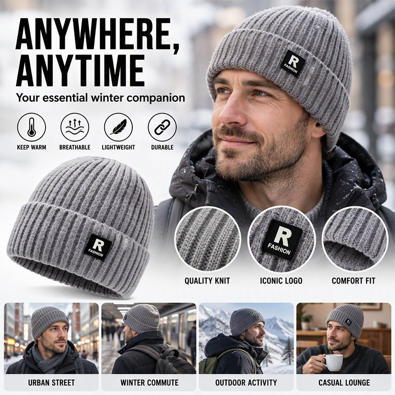 🧢 Easy Streetwear Style, Cozy Head Warmth | Men's Slouchy Knit Warm Skull Cap