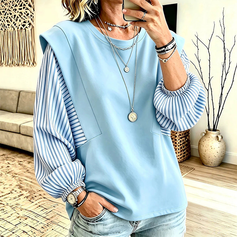 Women's Casual Patchwork Long Sleeve Top