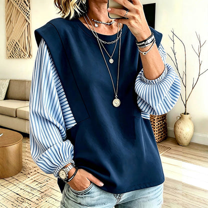Women's Casual Patchwork Long Sleeve Top