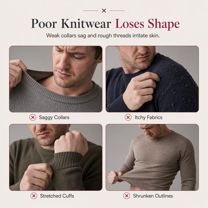 Men's Solid Color Long Sleeve Knit Shirt Pullover Sweater