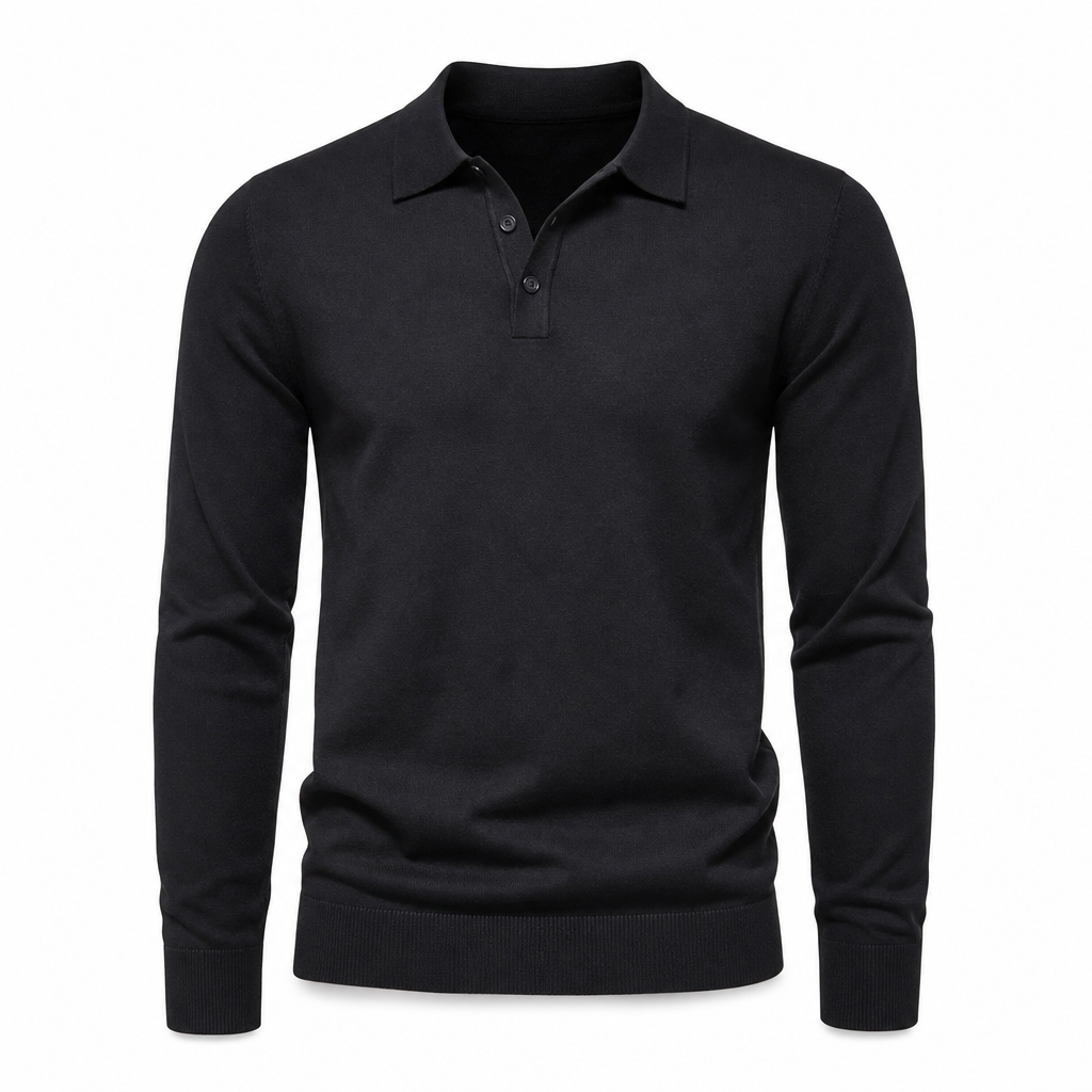 Men's Solid Color Long Sleeve Knit Shirt Pullover Sweater