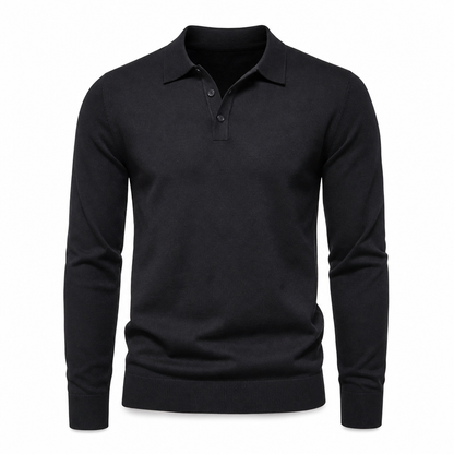 Men's Solid Color Long Sleeve Knit Shirt Pullover Sweater