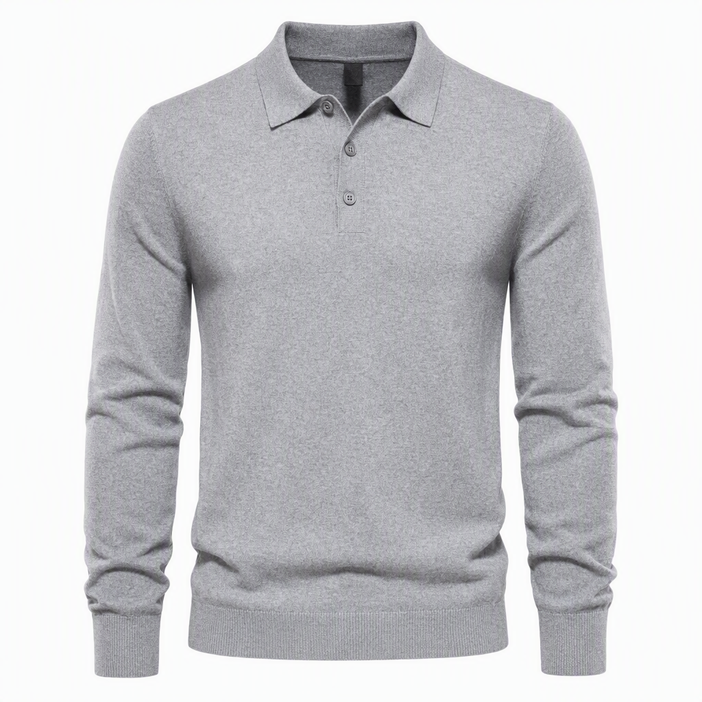 Men's Solid Color Long Sleeve Knit Shirt Pullover Sweater
