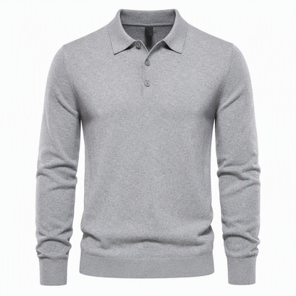 Men's Solid Color Long Sleeve Knit Shirt Pullover Sweater