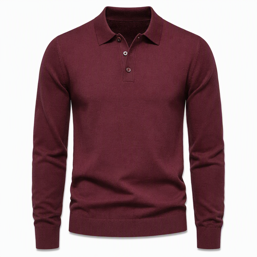 Men's Solid Color Long Sleeve Knit Shirt Pullover Sweater