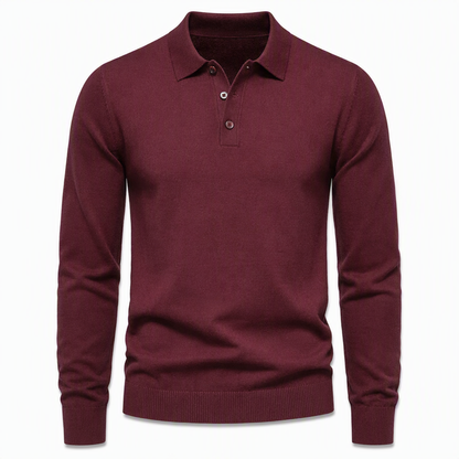 Men's Solid Color Long Sleeve Knit Shirt Pullover Sweater