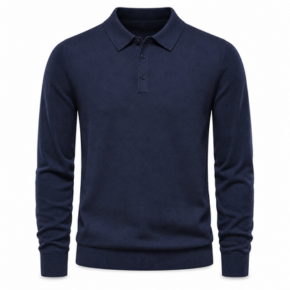 Men's Solid Color Long Sleeve Knit Shirt Pullover Sweater