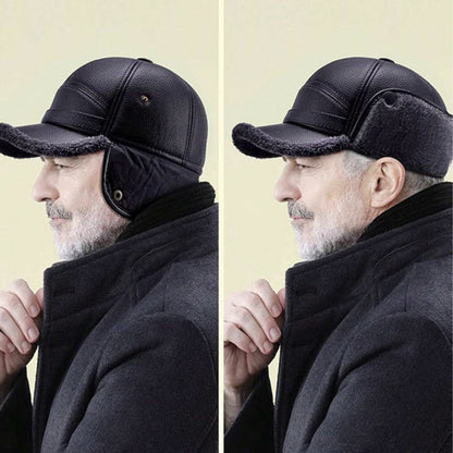 Men's Thick Ear Protection Faux Leather Hat