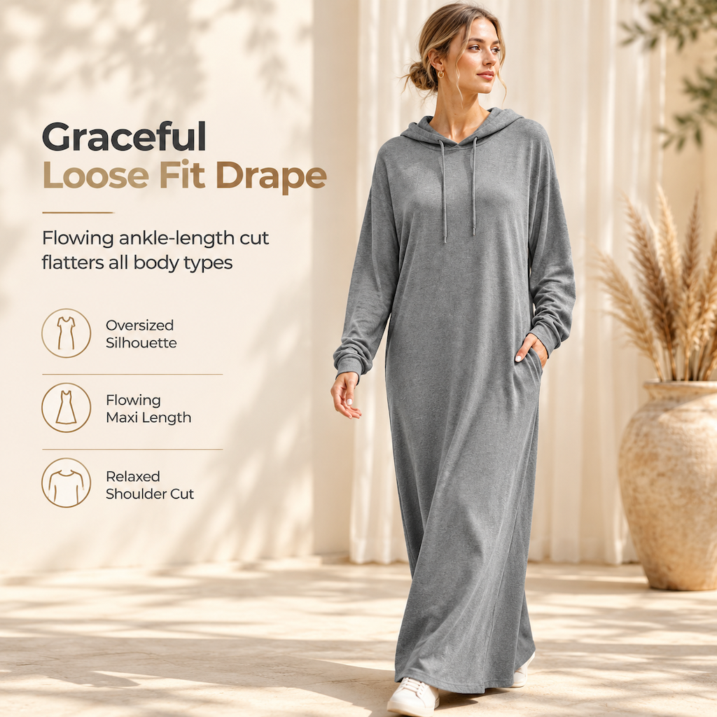 Women's Solid Color Casual Hooded Dress