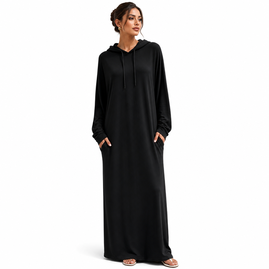 Women's Solid Color Casual Hooded Dress