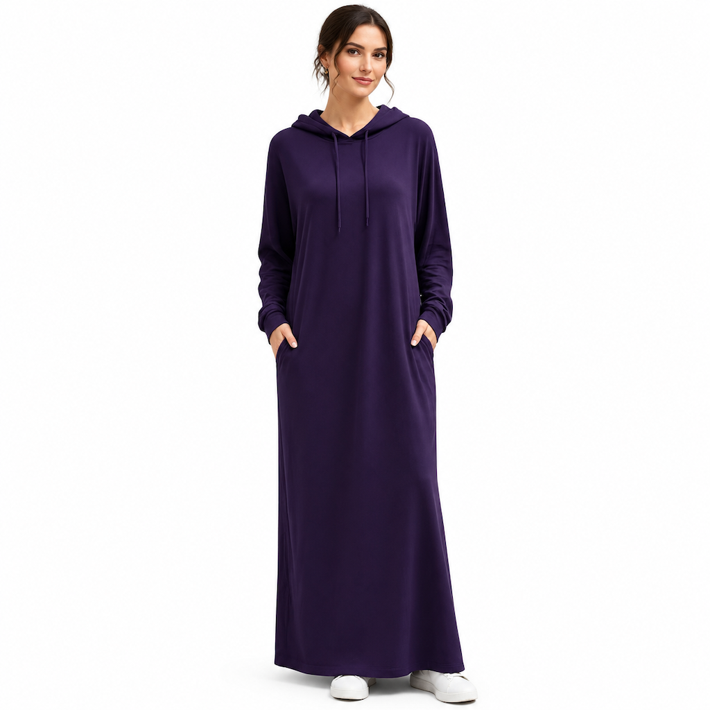 Women's Solid Color Casual Hooded Dress